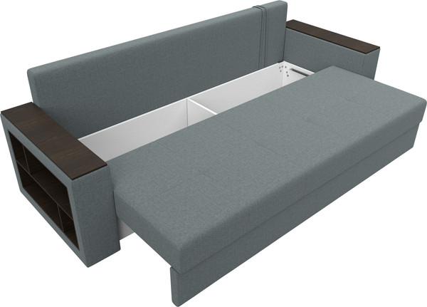 Изображение товара Диван Лига Диванов Дубай Лайт полки слева / 132282L (рогожка Амур 07 серый)