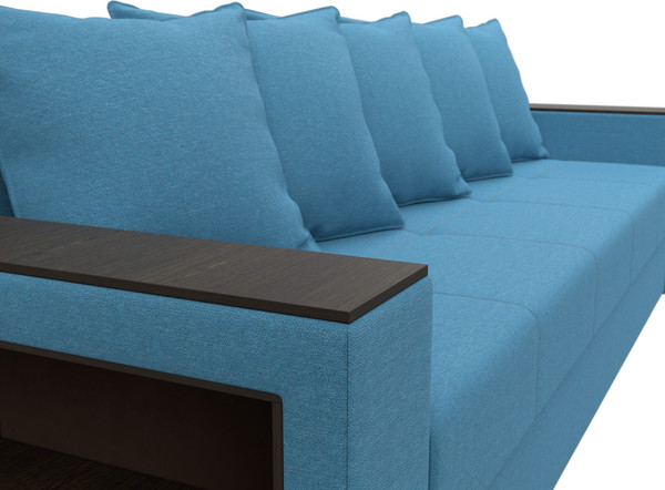 Изображение товара Диван Лига Диванов Дубай Лайт полки слева / 132283L (рогожка Амур 10 голубой)