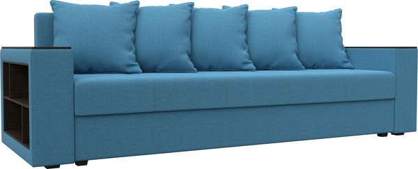 Изображение товара Диван Лига Диванов Дубай Лайт полки слева / 132283L (рогожка Амур 10 голубой)