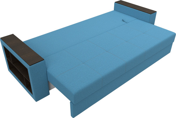 Изображение товара Диван Лига Диванов Дубай Лайт полки слева / 132283L (рогожка Амур 10 голубой)