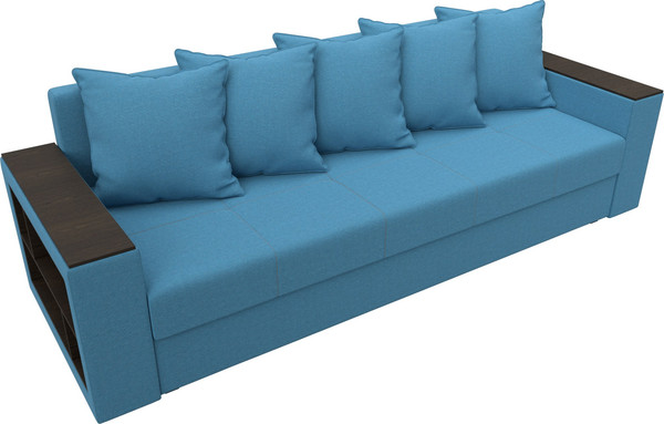 Изображение товара Диван Лига Диванов Дубай Лайт полки слева / 132283L (рогожка Амур 10 голубой)