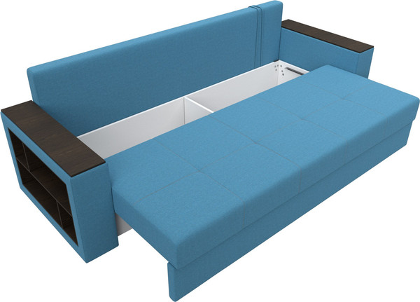 Изображение товара Диван Лига Диванов Дубай Лайт полки слева / 132283L (рогожка Амур 10 голубой)