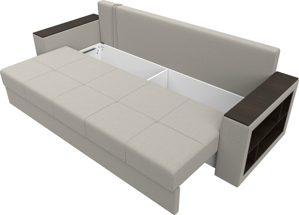 Изображение товара Диван Лига Диванов  Дубай Лайт полки справа / 132280  (рогожка Амур 02 бежевый)