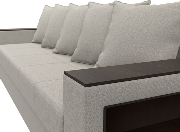 Изображение товара Диван Лига Диванов  Дубай Лайт полки справа / 132280  (рогожка Амур 02 бежевый)