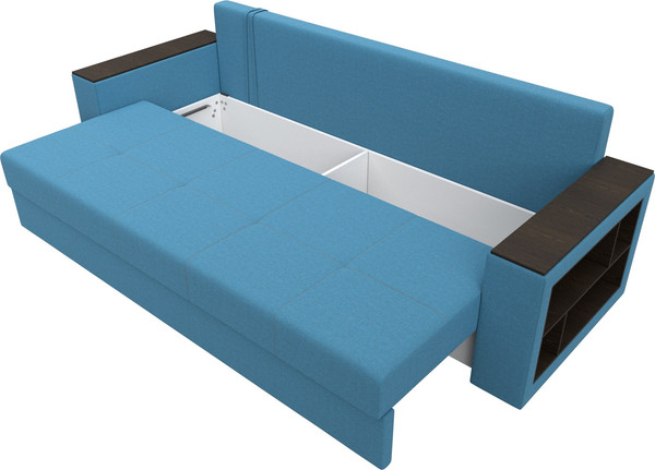 Изображение товара Диван Лига Диванов Дубай Лайт полки справа / 132283 (рогожка Амур 10 голубой)
