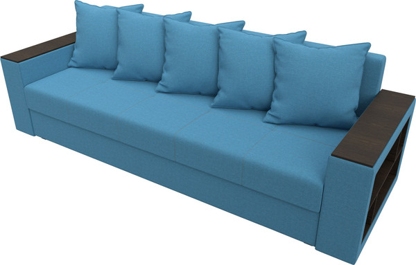 Изображение товара Диван Лига Диванов Дубай Лайт полки справа / 132283 (рогожка Амур 10 голубой)