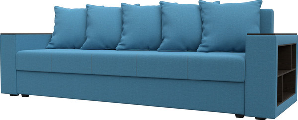 Изображение товара Диван Лига Диванов Дубай Лайт полки справа / 132283 (рогожка Амур 10 голубой)