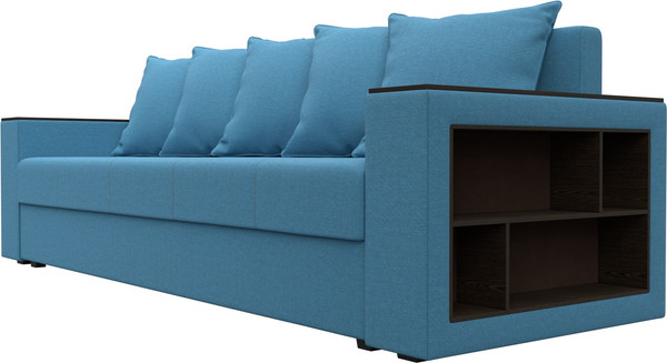 Изображение товара Диван Лига Диванов Дубай Лайт полки справа / 132283 (рогожка Амур 10 голубой)