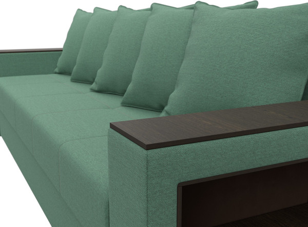 Изображение товара Диван Лига Диванов Дубай Лайт полки справа / 132284 (рогожка Амур 11 зеленый)