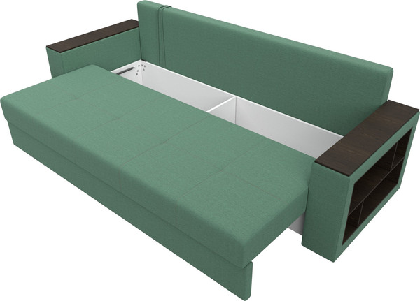 Изображение товара Диван Лига Диванов Дубай Лайт полки справа / 132284 (рогожка Амур 11 зеленый)