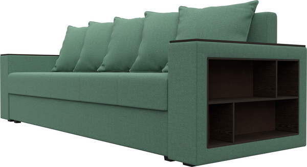 Изображение товара Диван Лига Диванов Дубай Лайт полки справа / 132284 (рогожка Амур 11 зеленый)