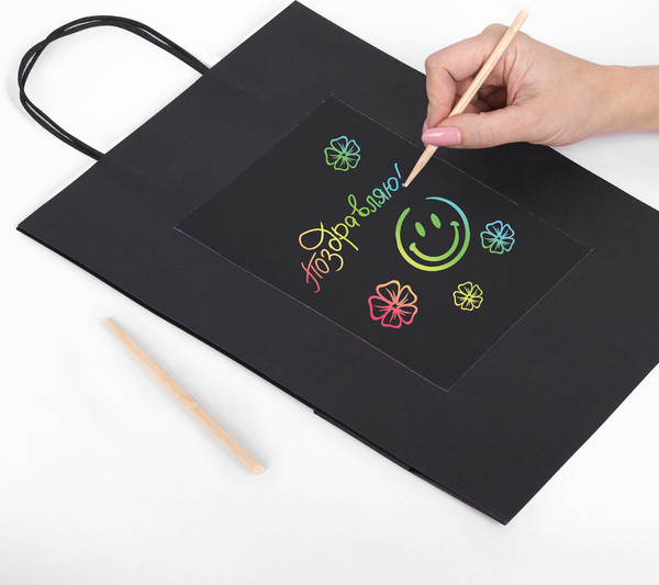 Изображение товара Набор пакетов подарочных Золотая сказка Скретч слой со стилусом / 591970 (7шт)