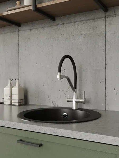 Изображение товара Мойка кухонная Teymi Lori Midi 51х51 / T120124 (черный матовый)