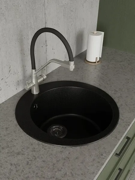 Изображение товара Мойка кухонная Teymi Lori Midi 51х51 / T120124 (черный матовый)