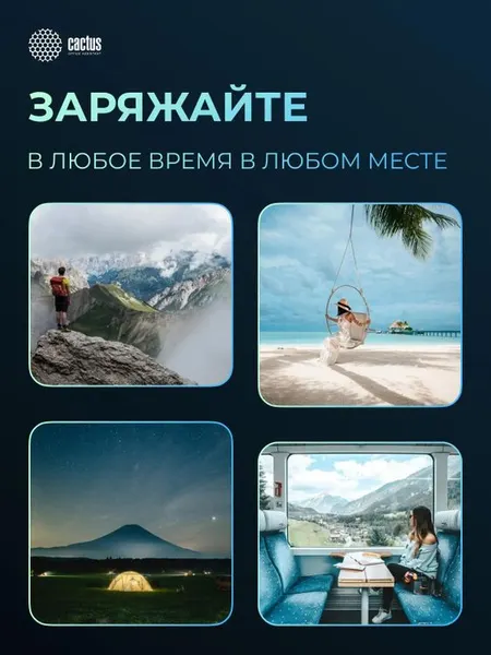 Изображение товара Портативное зарядное устройство Cactus CS-PBFSFA-20000 (серый)