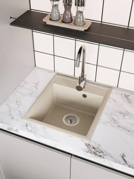 Изображение товара Мойка кухонная Teymi Helmi Smart 42х48 / T120111 (бежевый матовый)