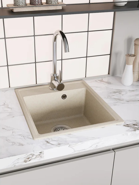 Изображение товара Мойка кухонная Teymi Helmi Smart 42х48 / T120111 (бежевый матовый)