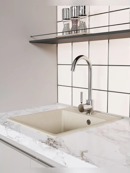 Изображение товара Мойка кухонная Teymi Helmi Smart 42х48 / T120111 (бежевый матовый)