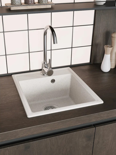 Изображение товара Мойка кухонная Teymi Helmi Smart 42х48 / T120109 (белый матовый)