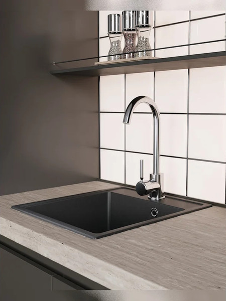 Изображение товара Мойка кухонная Teymi Helmi Smart 42х48 / T120108 (черный матовый)