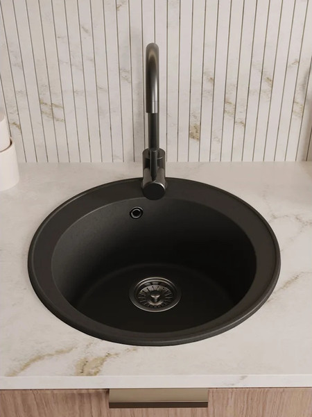 Изображение товара Мойка кухонная Teymi Lina Smart D48 / T120102 (черный матовый)