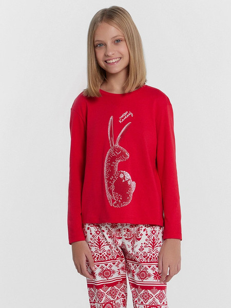 Изображение товара Пижама детская Mark Formelle 567740 (р.104-56, красный/новогодний орнамент)
