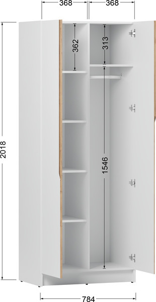 Изображение товара Шкаф Eligard Aura 2D (дуб вотан/дымчатый алмаз)