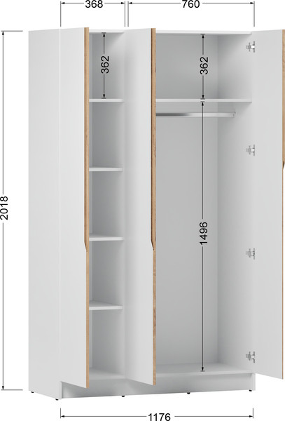 Изображение товара Шкаф Eligard Aura 3D  (дуб вотан/белый)