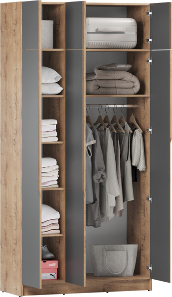 Изображение товара Шкаф Eligard Aura 3Dа (дуб вотан/графит)