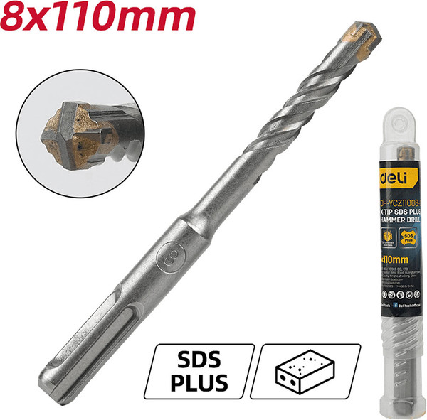 Изображение товара Бур Deli По бетону YS 8x110мм X-Tip SDS-Plus / EDH-YCZ11008-E1