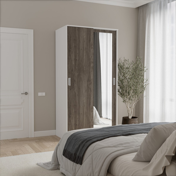 Изображение товара Шкаф-купе Кортекс-мебель Лагуна ШК01-01 (белый/орех элия)