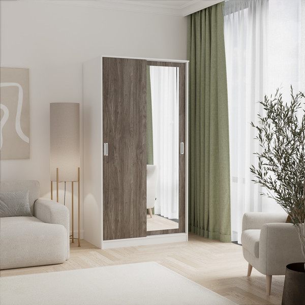 Изображение товара Шкаф-купе Кортекс-мебель Лагуна ШК01-01 (белый/орех элия)