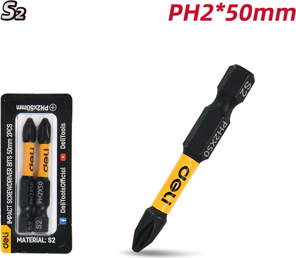 Изображение товара Набор бит Deli PH2x50мм / EDL501002Z (2шт)