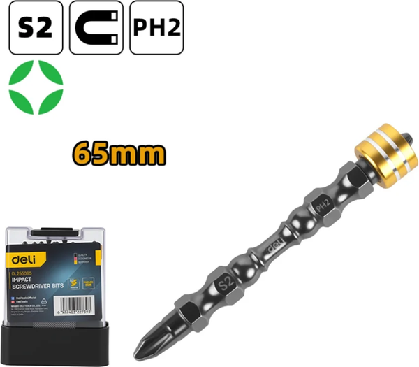 Изображение товара Набор бит Deli PH2x65мм / EDL255065 (10шт)