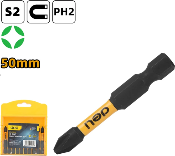 Изображение товара Набор бит Deli PH2x50мм / EDL251050 (10шт)