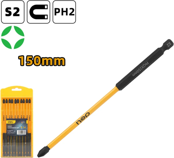 Изображение товара Набор бит Deli PH2x150мм / EDL251150 (10шт)