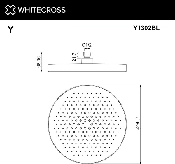Лейка верхнего душа Whitecross Y1302BL (черный матовый) — фото 6