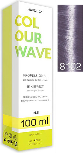 Крем-краска для волос Malecula Colour Wave тон 8.102 (100мл, светлый блонд метталик фиолетовый) — фото 3