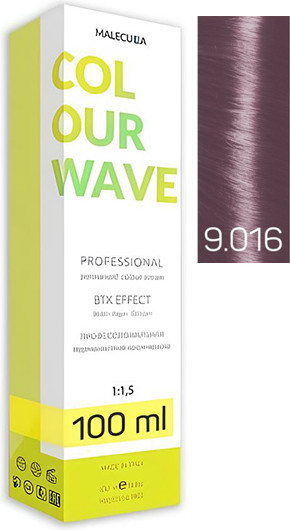 Крем-краска для волос Malecula Colour Wave тон 9.016 (100мл, очень светлый блонд розовый перламутр) — фото 3