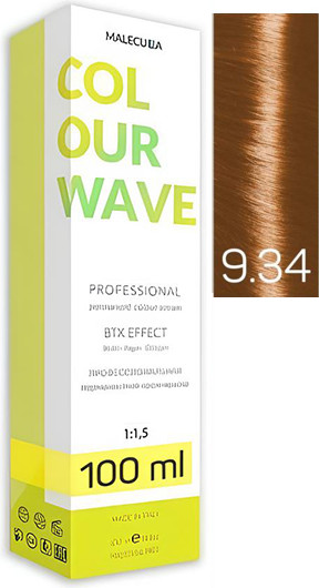 Крем-краска для волос Malecula Colour Wave тон 9.34 (100мл, очень светлый золотисто-медный блонд) — фото 3