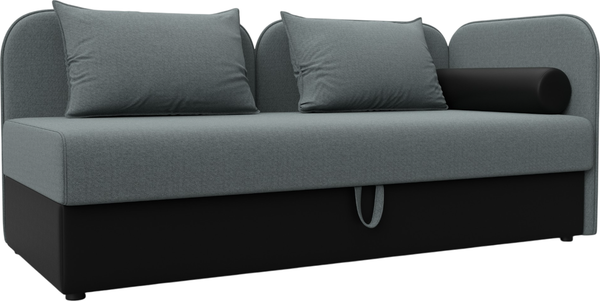 Изображение товара Тахта Лига Диванов Лига-094 НПБ / 132528 (рогожка Амур 07 серый/экокожа черный)