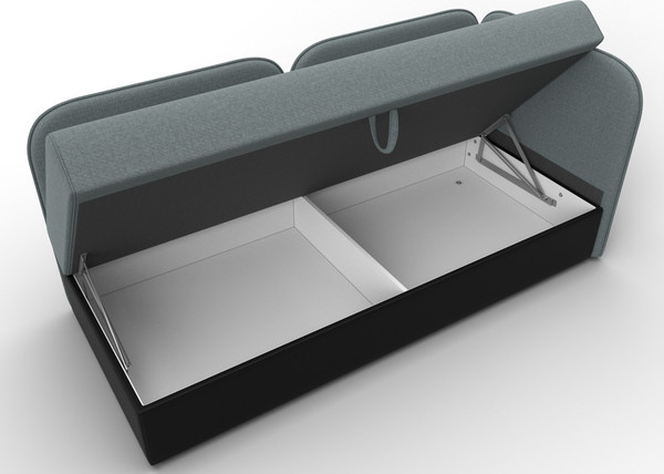 Изображение товара Тахта Лига Диванов Лига-094 НПБ / 132528 (рогожка Амур 07 серый/экокожа черный)