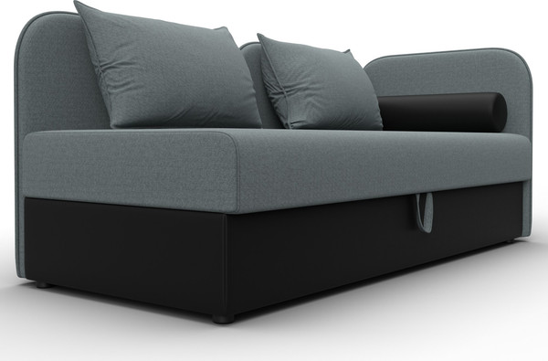 Изображение товара Тахта Лига Диванов Лига-094 НПБ / 132528 (рогожка Амур 07 серый/экокожа черный)