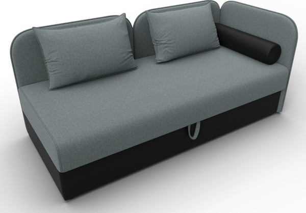 Изображение товара Тахта Лига Диванов Лига-094 НПБ / 132528 (рогожка Амур 07 серый/экокожа черный)