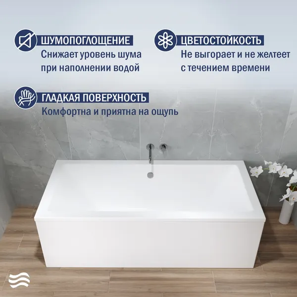 Изображение товара Ванна акриловая Lauter Oasis 170 / 21203070 (с каркасом, лицевым экраном белого цвета и сифоном 21Y31002 белый)