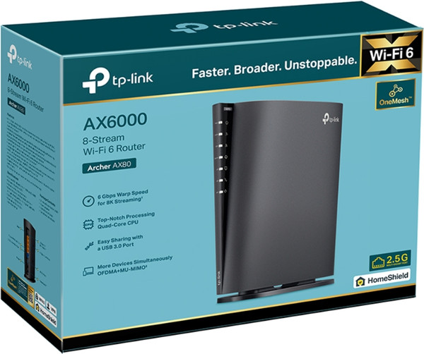 Изображение товара Беспроводной маршрутизатор TP-Link Archer AX80(EU) (черный)