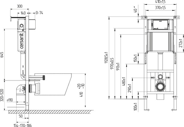 Изображение товара Унитаз подвесной с инсталляцией Cersanit City DPL EO Slim + Aqua 40 Smart M / 69313 (с кнопкой Estetica белый)