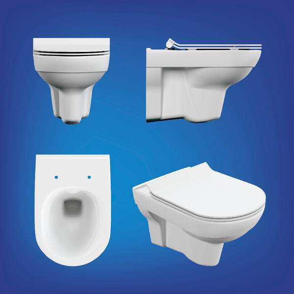 Изображение товара Унитаз подвесной с инсталляцией Cersanit City DPL EO Slim + Aqua 40 Smart M / 69331 (с кнопкой Estetica хром глянцевый)