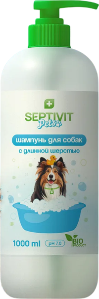 Изображение товара Шампунь для животных Septivit Pets Для собак с длинной шерстью (1л)