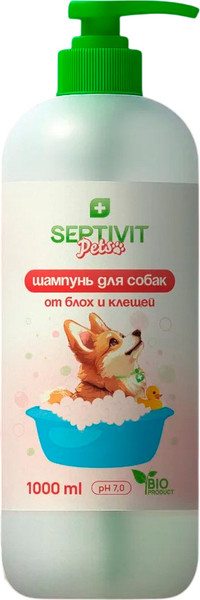 Изображение товара Шампунь от блох Septivit Pets от блох и клещей (1л)